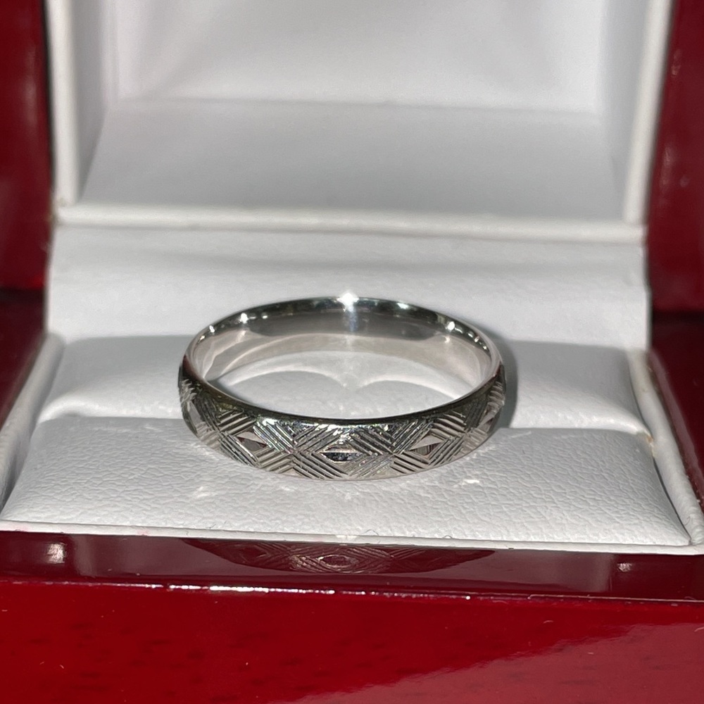 Solid 14k White Gold Stackable Band Ring - image 2
